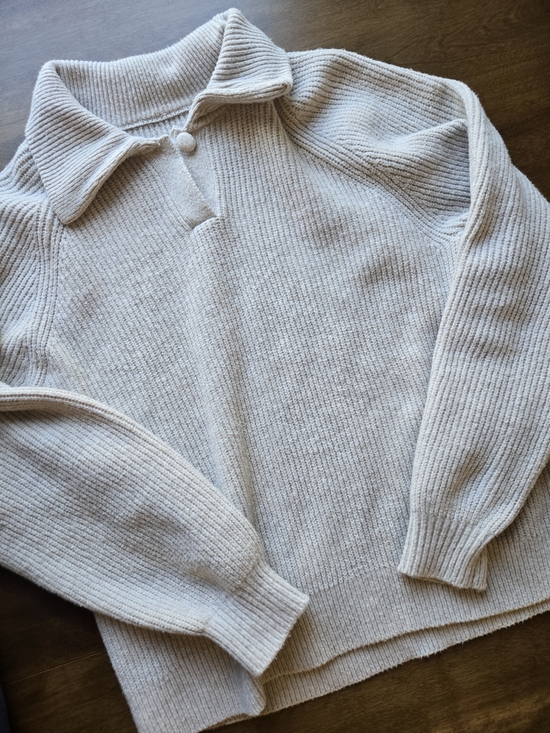 aerie Sweaters - Aerie Cropped Sweater Tan Ribbed Knit Long Sleeve Cozy Size L